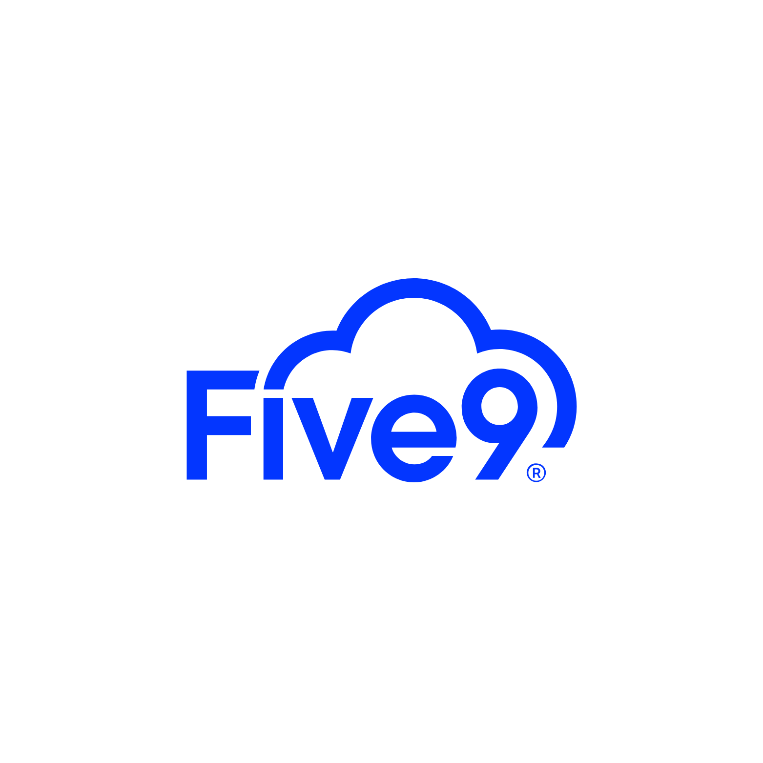 Blue Five9 logo with cloud graphic above the word.