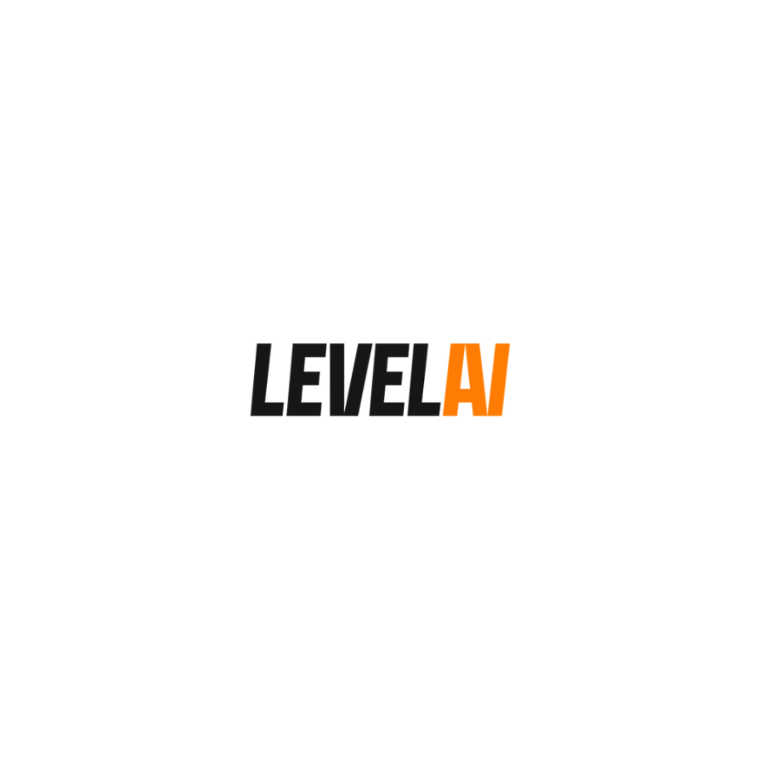 Logo for Level AI, black text with an orange
