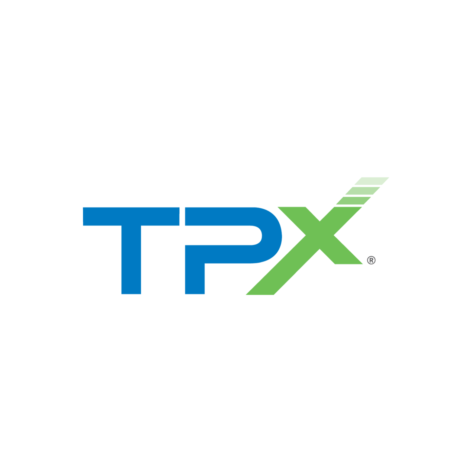 Logo for TPX, with blue