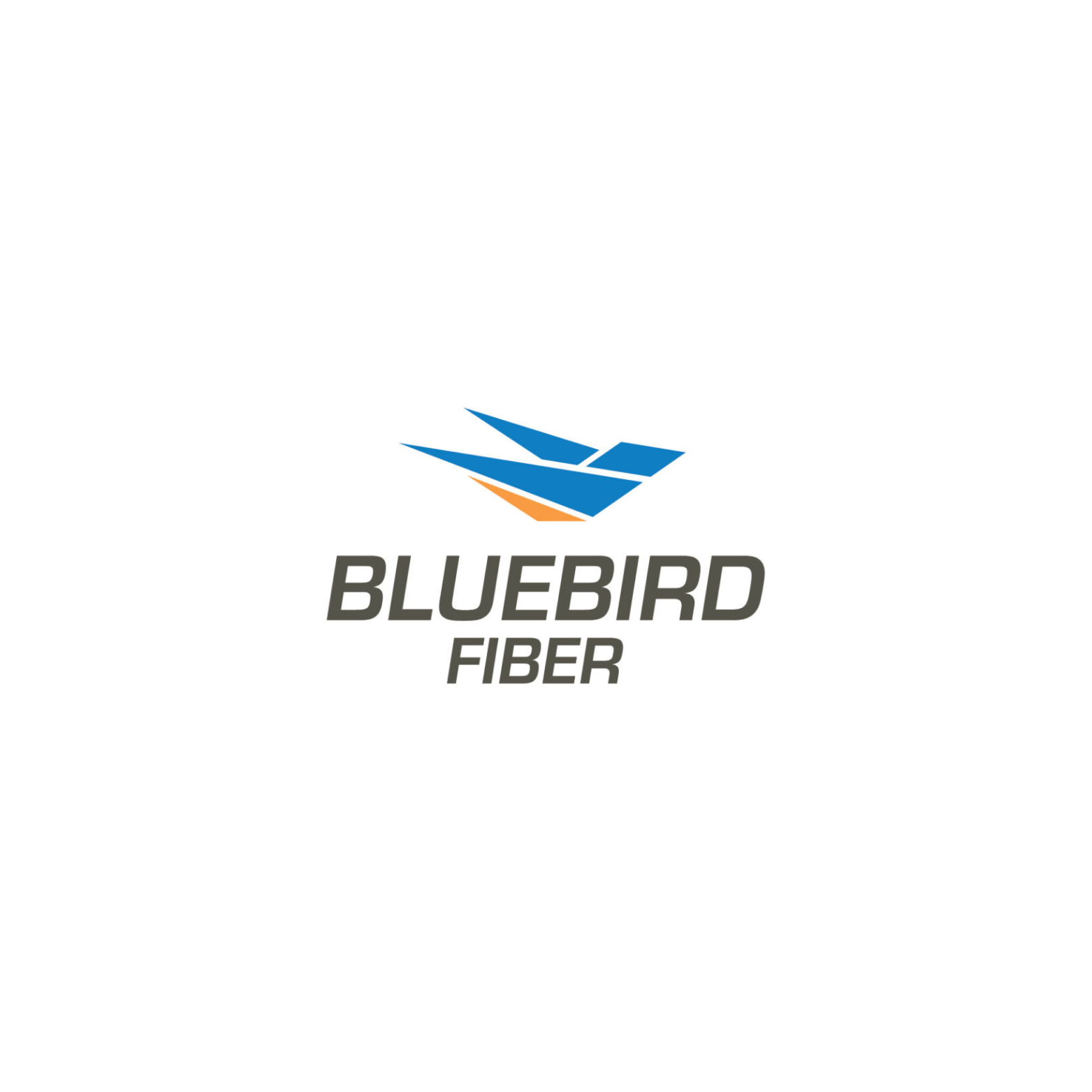 Logo for Bluebird Fiber featuring a stylized bluebird in flight above the text