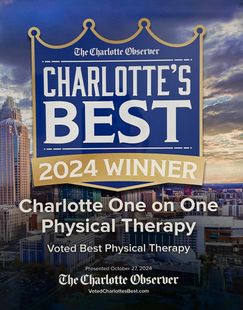 A poster that says charlotte 's best 2024 winner charlotte one on one physical therapy