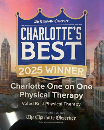 A poster that says charlotte 's best 2024 winner charlotte one on one physical therapy