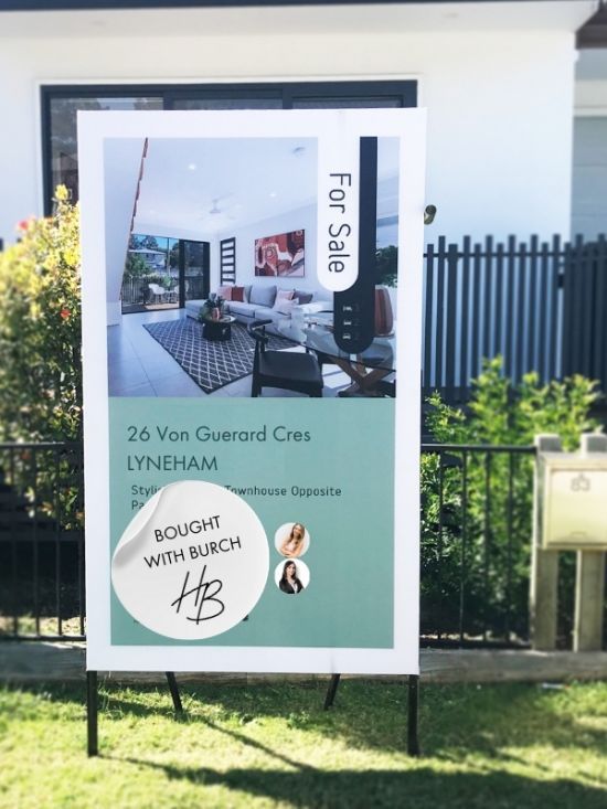 A for Sale Sign in Front of a House — Hyde Burchell Buyers Agents In Canberra, ACT