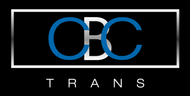 A blue and white logo for occ trans