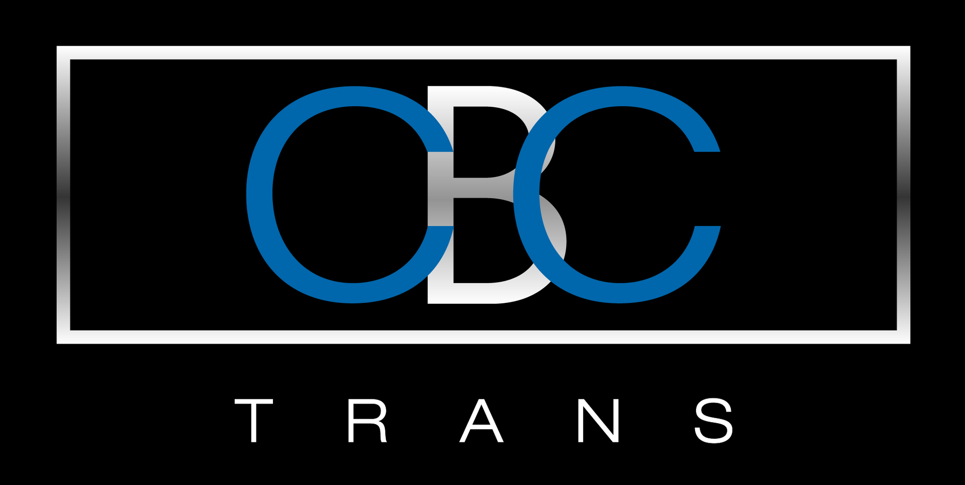 A blue and white logo for occ trans