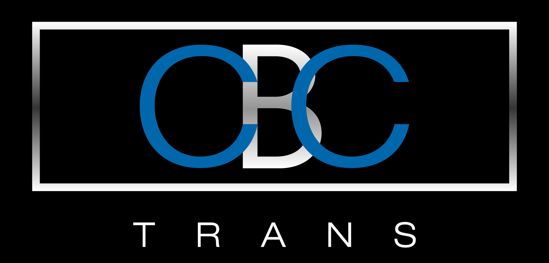 A blue and white logo for occ trans