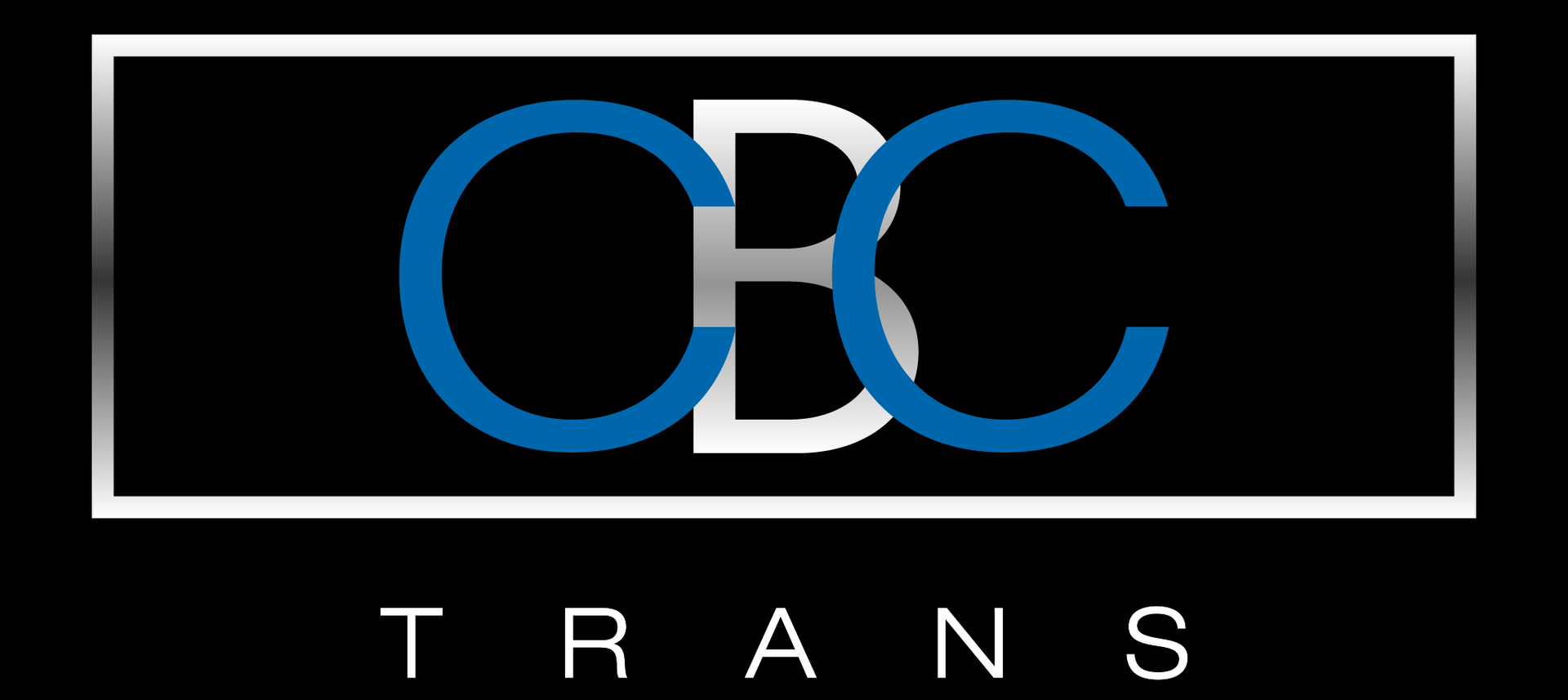 A blue and white logo for occ trans