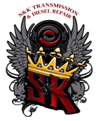 Logo for S&K Transmission & Diesel Repair, features a crown and wings over "S&K" letters.