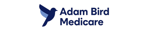 Adam Bird Medicare logo featuring a blue bird icon with text to the right.