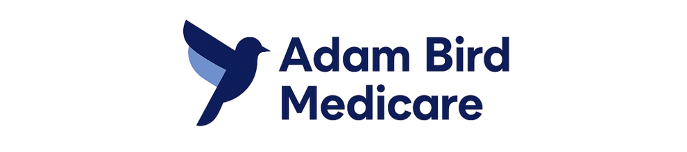Adam Bird Medicare logo featuring a blue bird icon with text to the right.