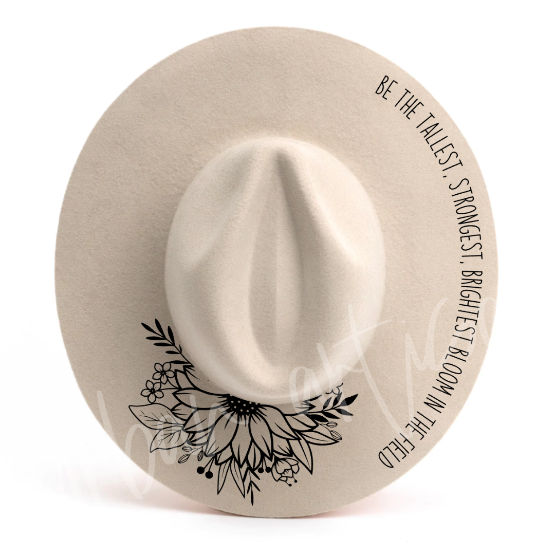 A white hat with the words