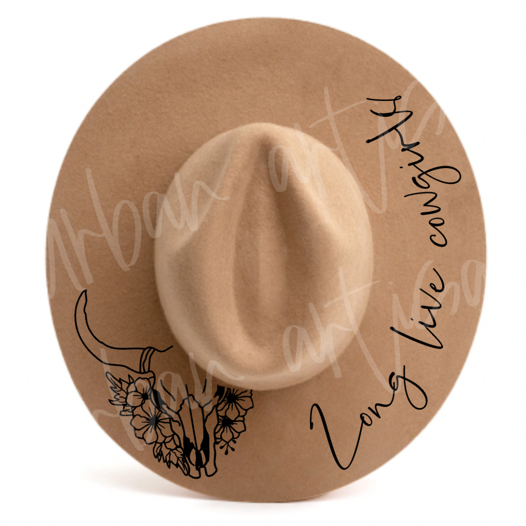 A hat that says long live cowgirl on it