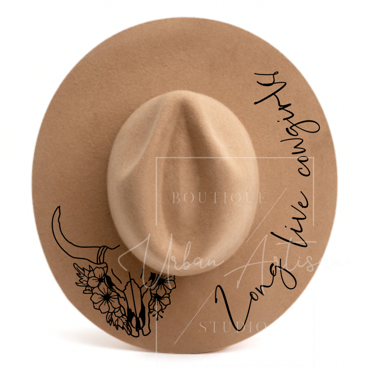 A hat that says live laugh love on it