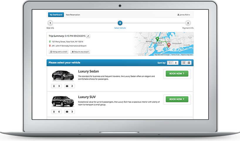 A laptop computer is open to a website that shows a selection of cars.