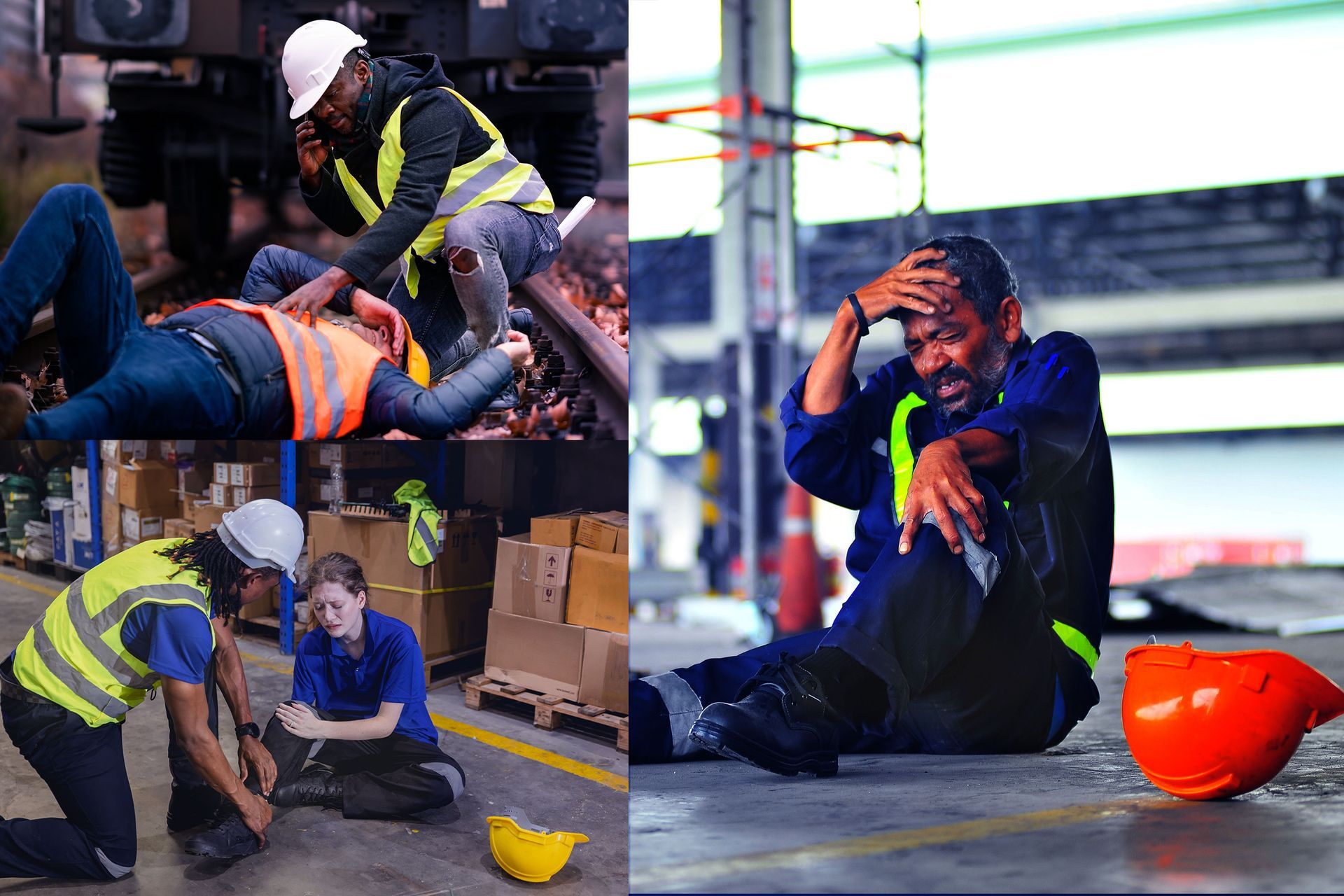 A man is laying on the ground and a man is sitting on the floor.