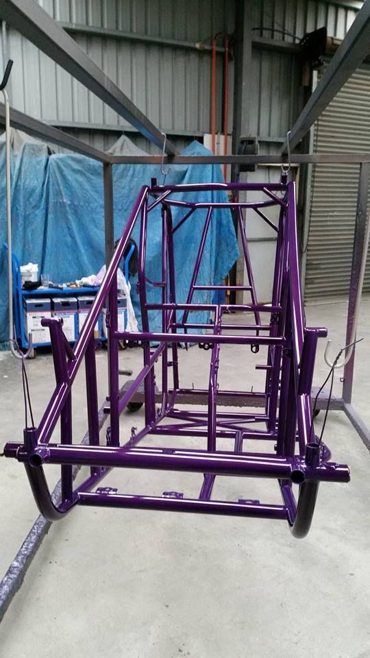 Powder Coated Chassis Frame With Purple Coat — Engineering and Powdercoating in Ballarat, VIC