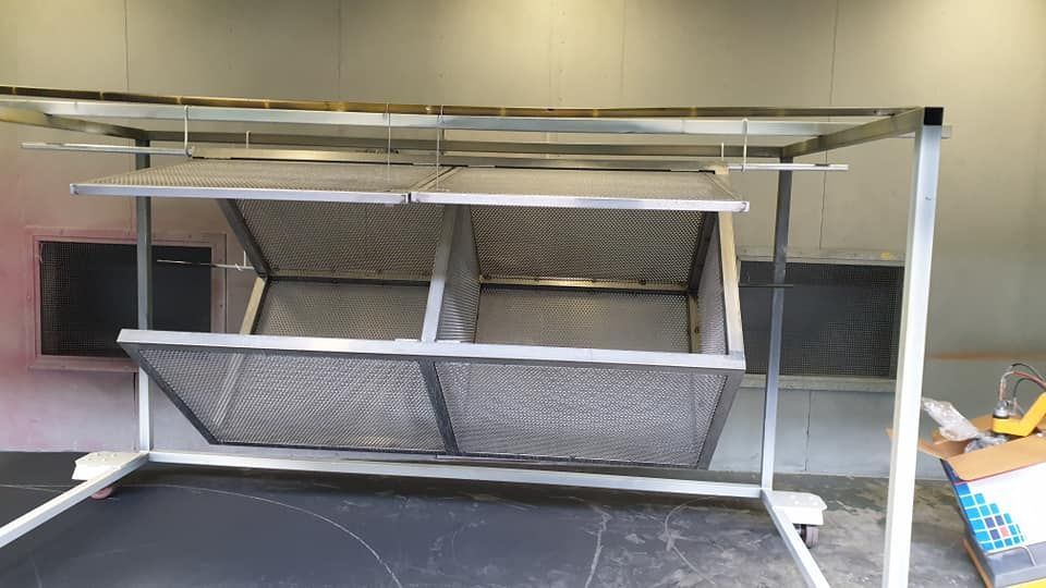 Metal Drying Rack With Two Mesh-lined Compartments — SPW Engineering & Powdercoating In Ballarat, VIC