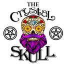 Logo for The Crystal Skull in Chorley, a sugar skull with a purple beard and mustache.