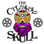 Logo for The Crystal Skull in Chorley, a sugar skull with a purple beard and mustache.
