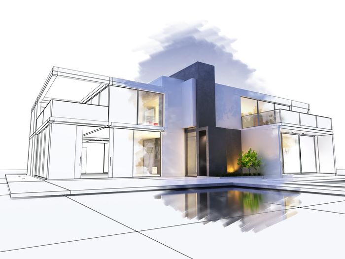 3d rendering luxurious villa contrasting