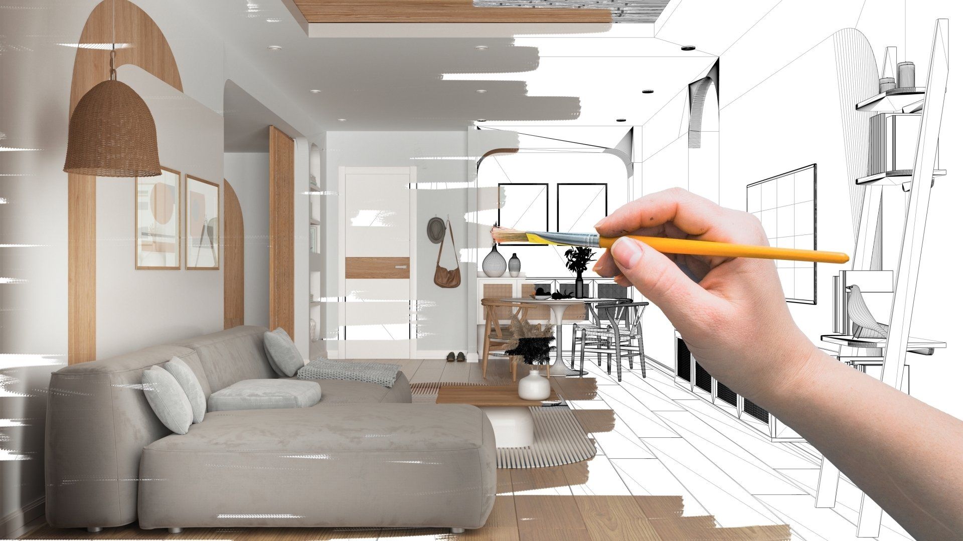 Draft sketch modern living