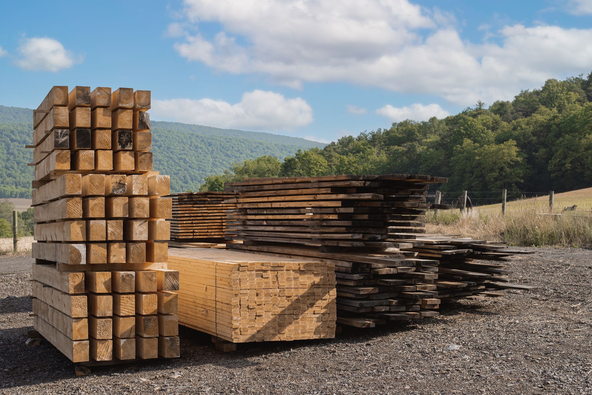 A pile of wood is stacked on top of each other