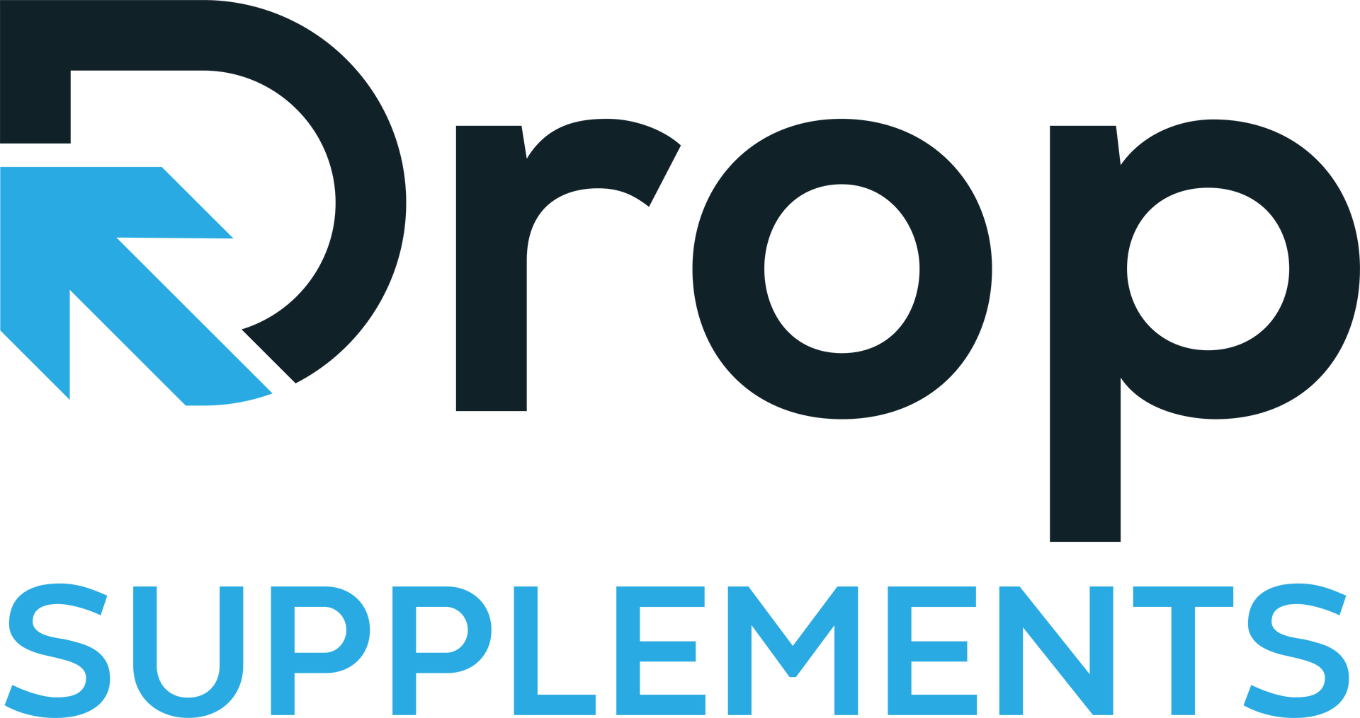 The drop supplements logo is black and white on a white background.