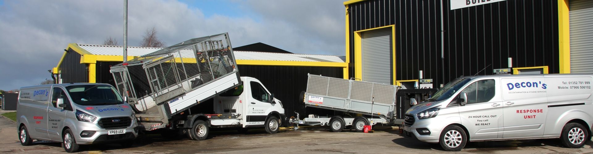 Decons Decontamination & Hygiene Services unit and vans