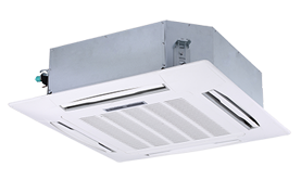 A picture of a ceiling mounted air conditioner on a white background.