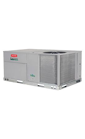 A large air conditioner is sitting on top of a pallet on a white background.