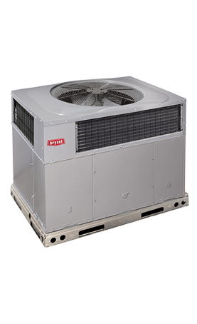 A large air conditioner is sitting on top of a pallet on a white background.