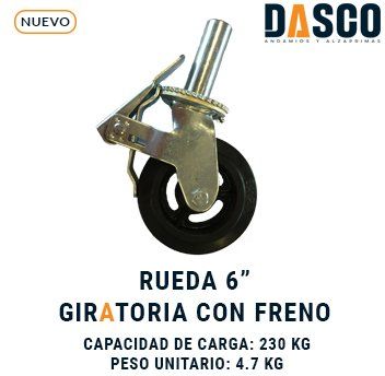 Rueda giratoria con freno de 6 pulgadas