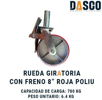 Rueda 8 pulgadas para andamio tipo estándar
