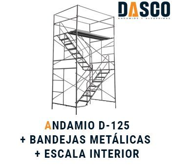 Imagen de torre de dos cuerpos de andamio con escala interior y ring de seguridad