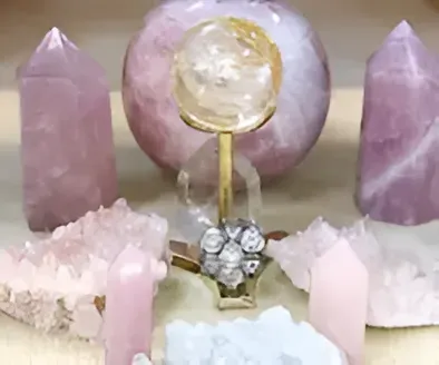 Rose quartz crystals