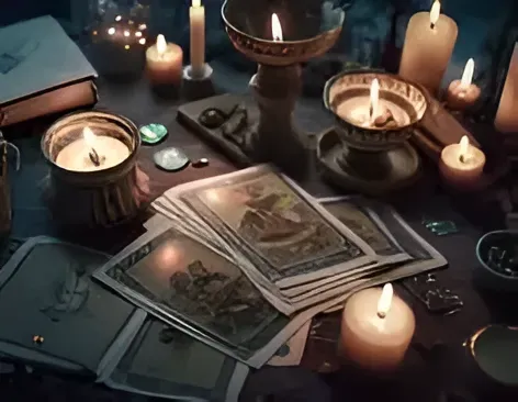 Tarot cards and candles
