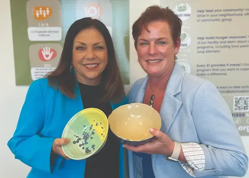 Nancy Bolton Eileen Acello Empty Bowls in the Gardens event chairs