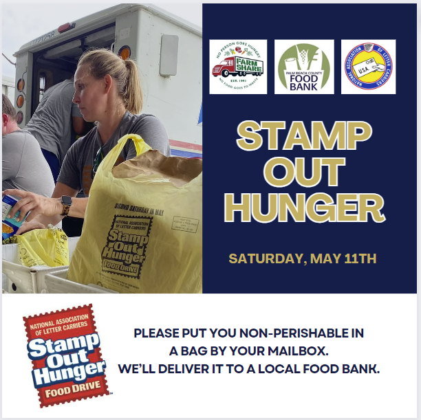 stamp out hunger food drive national association of letter carriers palm beach county food bank