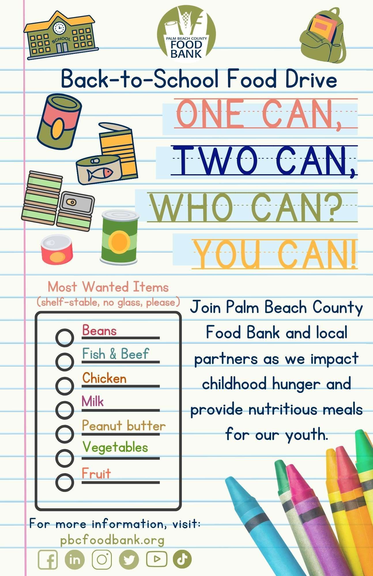 palm beach county food bank back to school food drive flyer