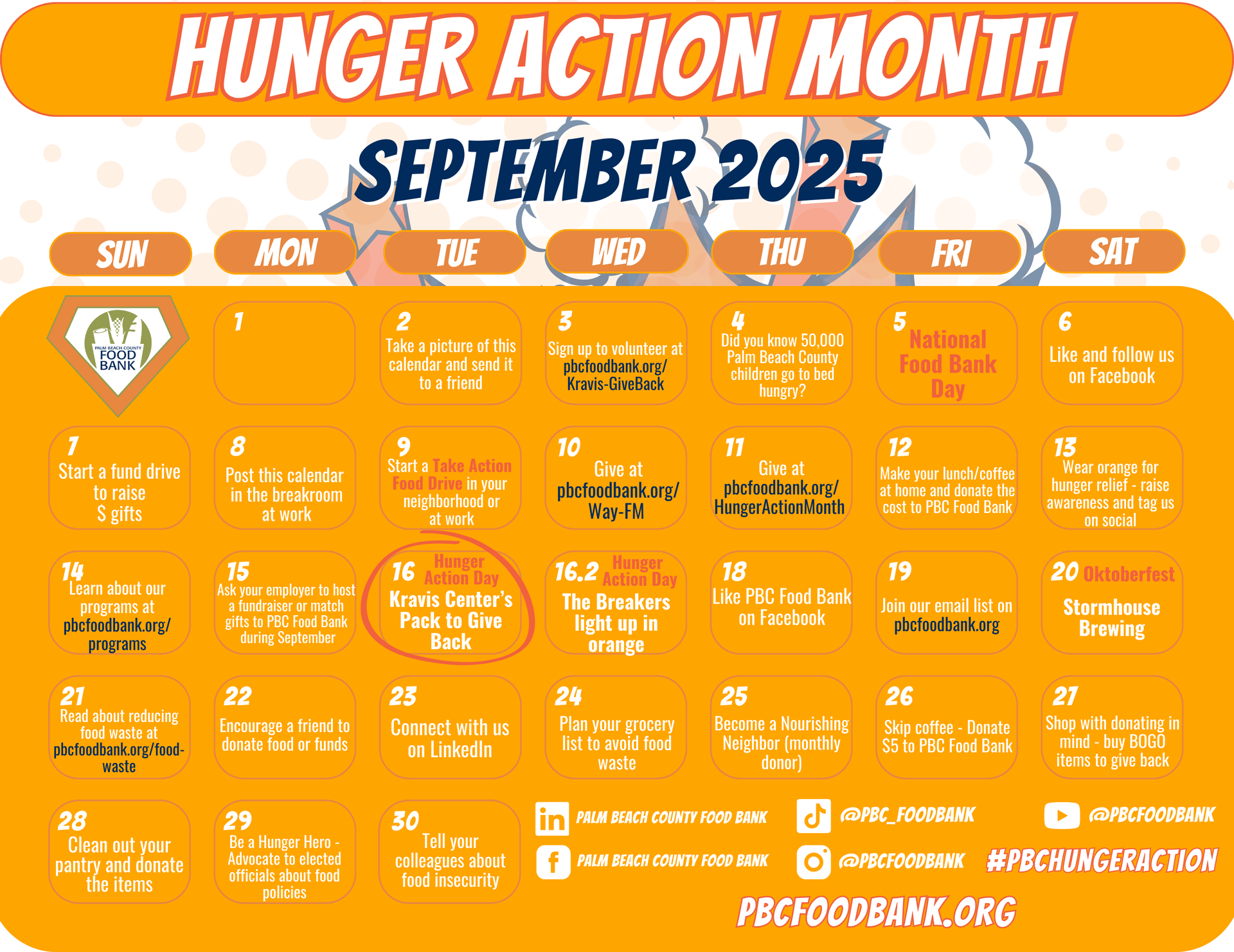 palm beach county food bank hunger action month september 2025 calendar