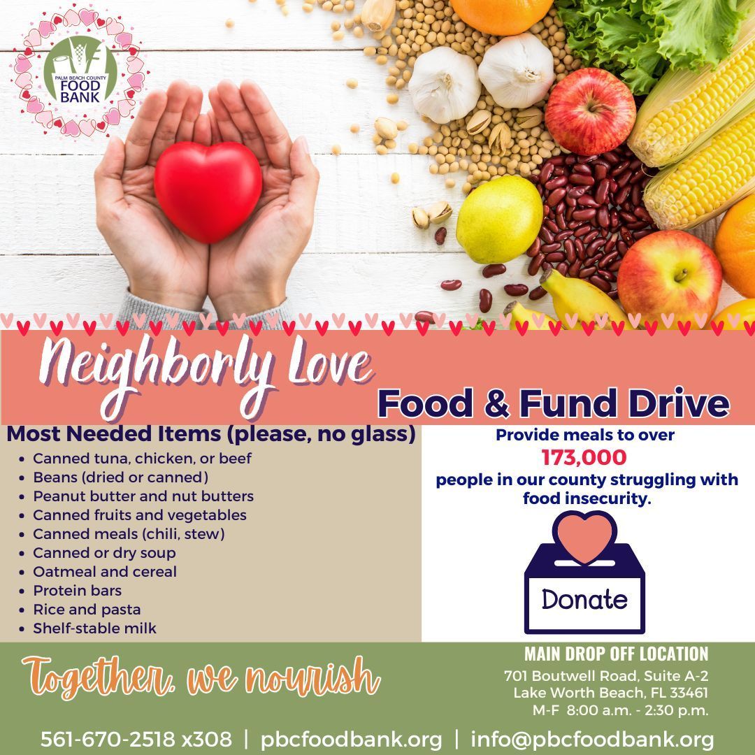 February 2025 PBC Food Bank food drive flyer