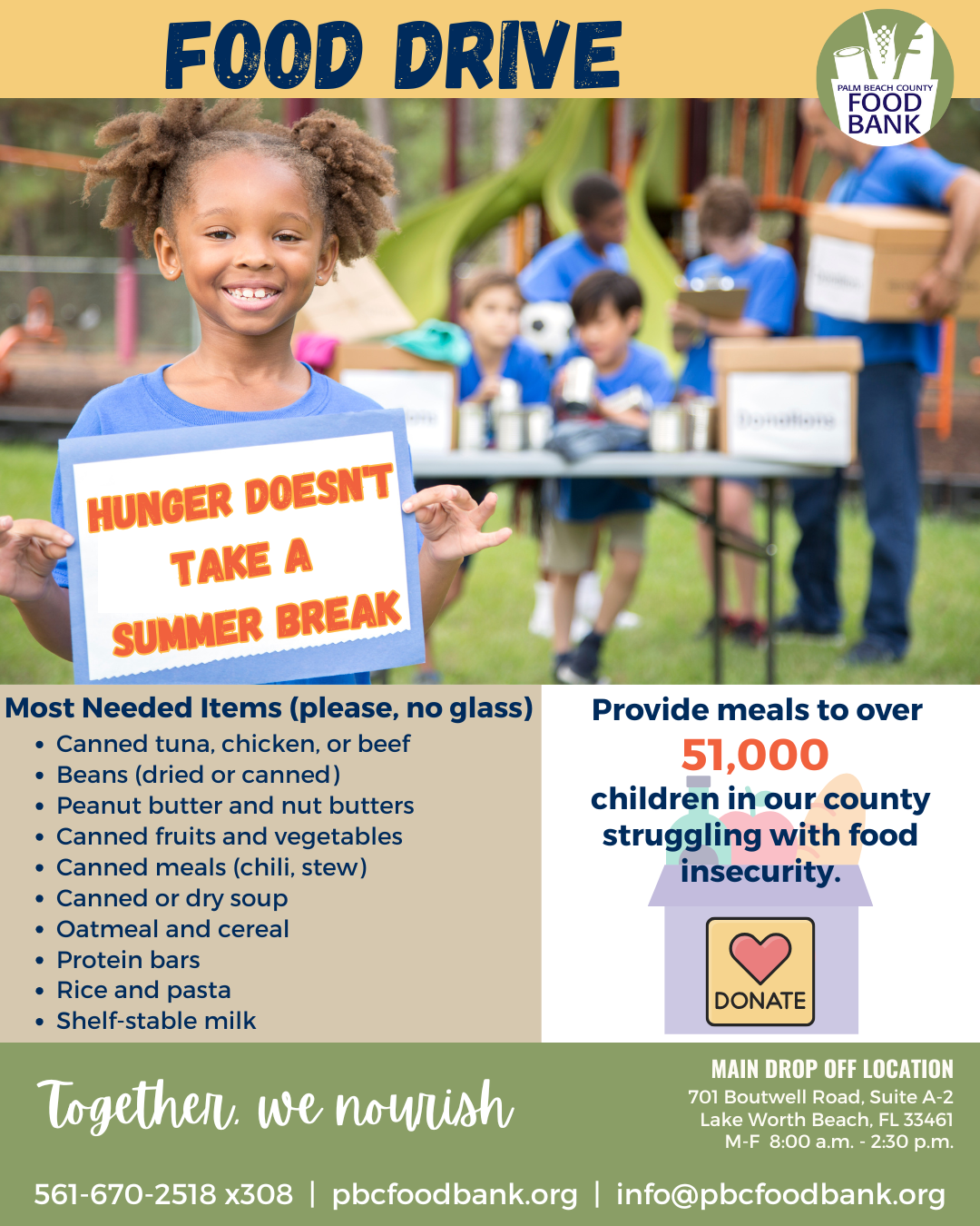 June 2025 PBC Food Bank food drive flyer