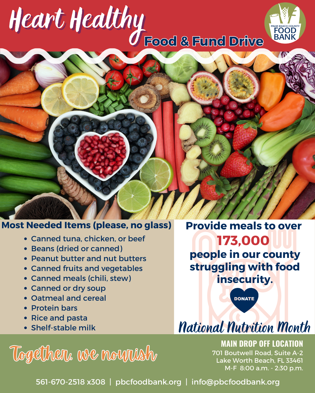 March 2025 PBC Food Bank food drive flyer