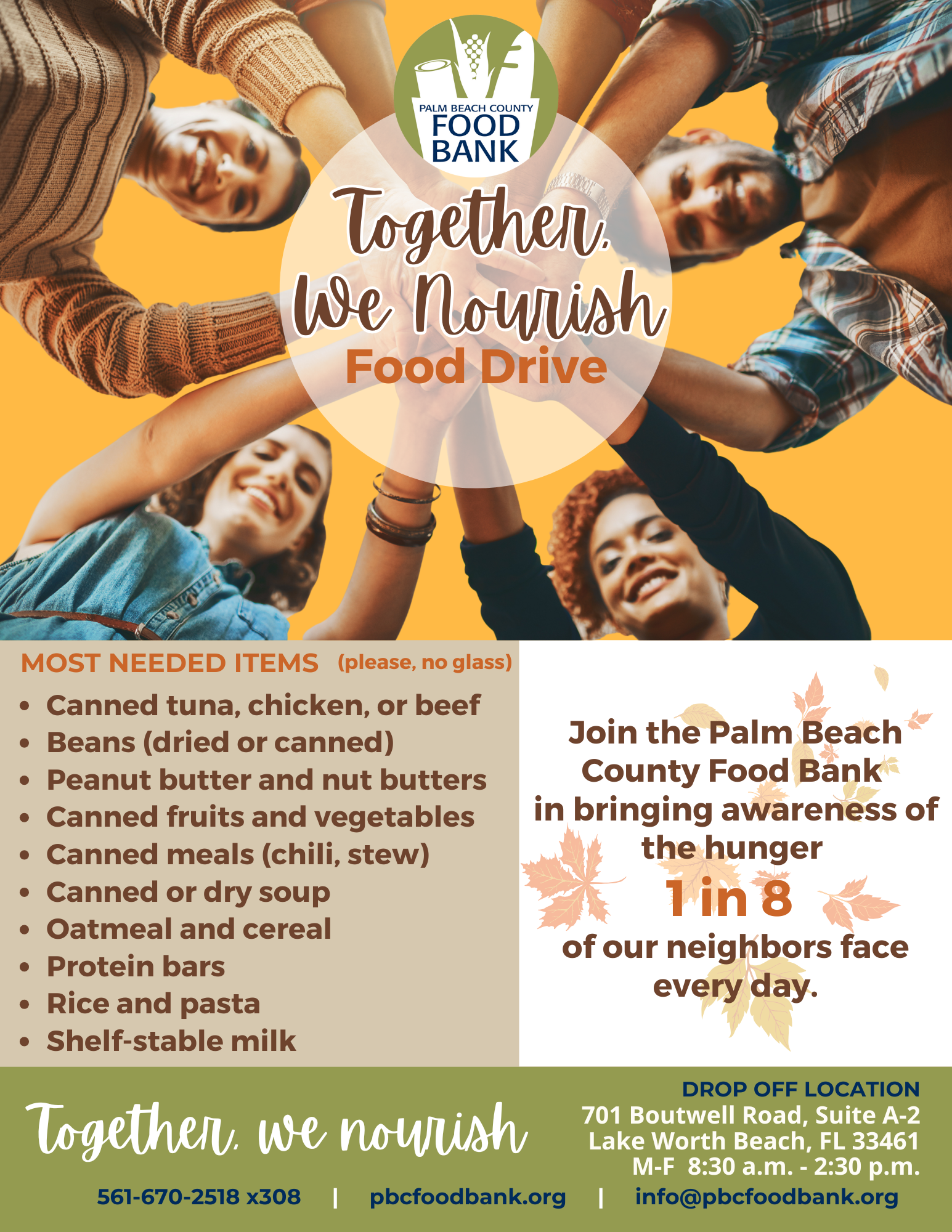 October 2025 PBC Food Bank food drive flyer