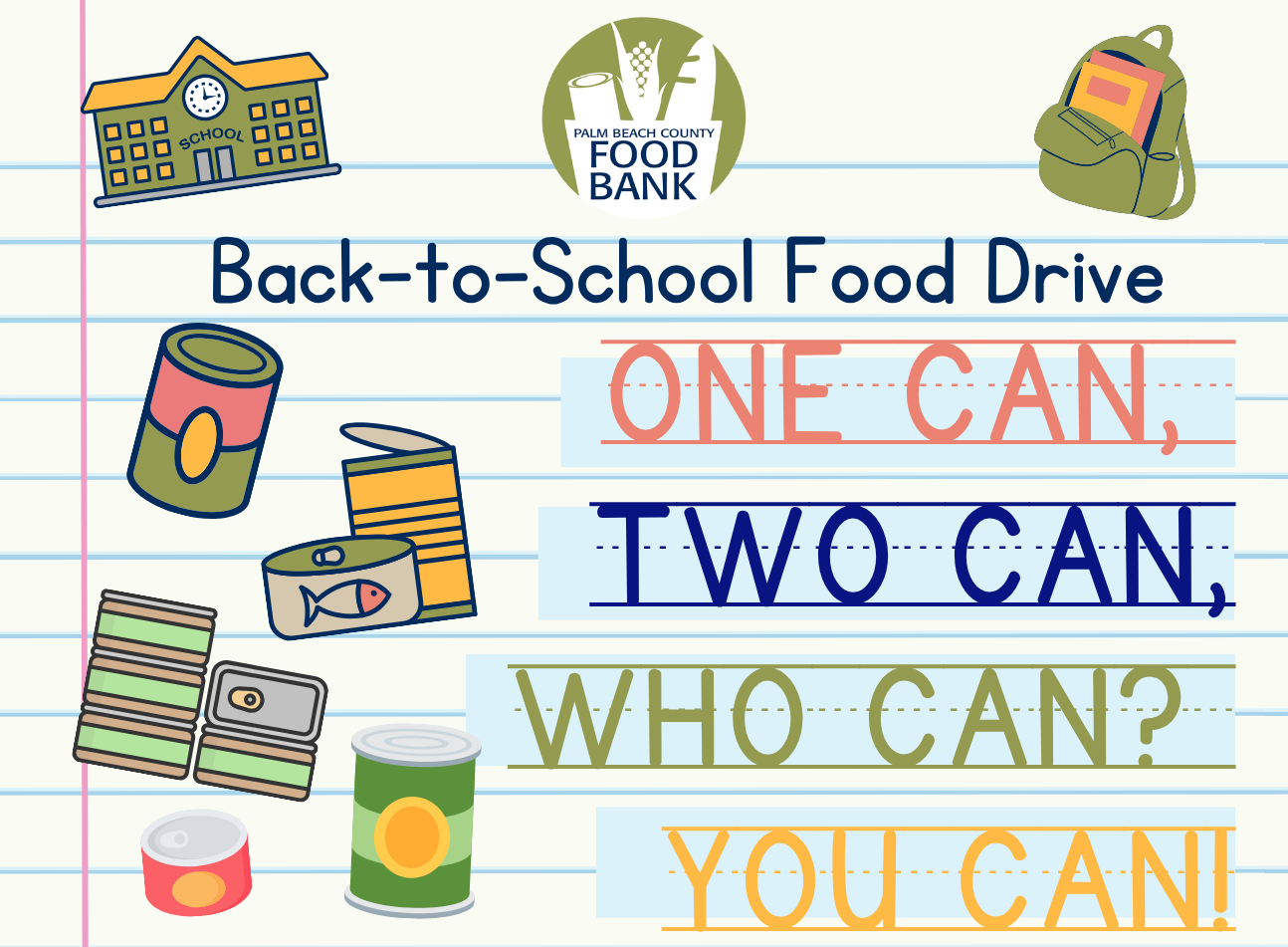 back-to-school  food drive - palm beach county food bank august food drive