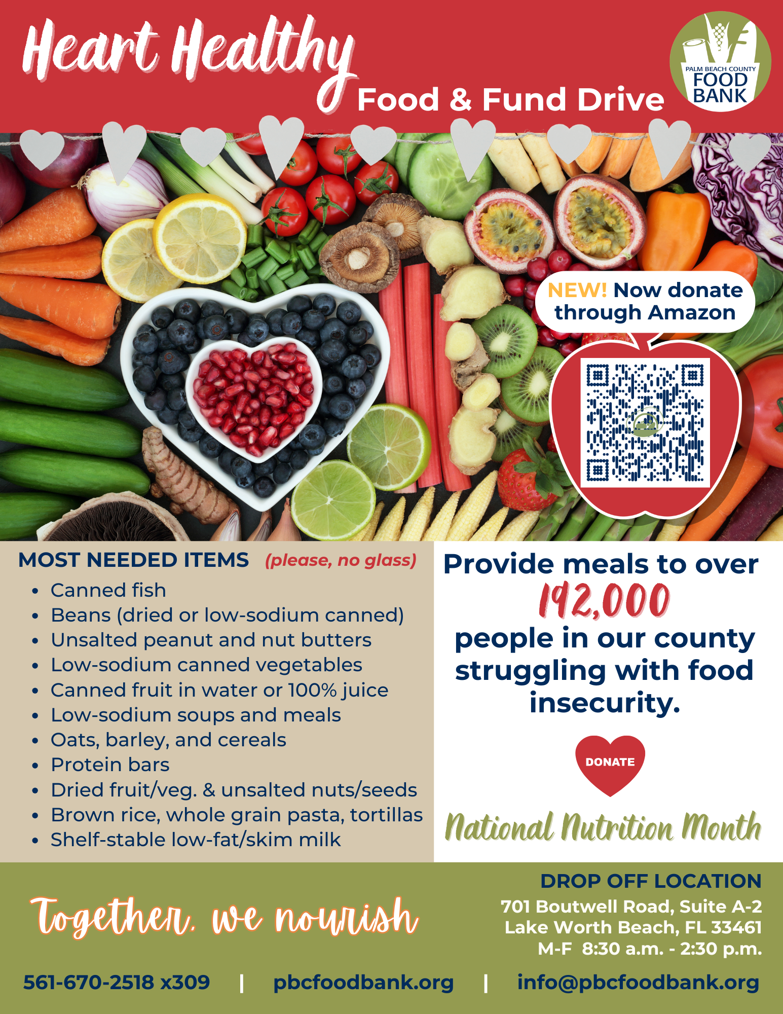 January 2026 PBC Food Bank food drive flyer