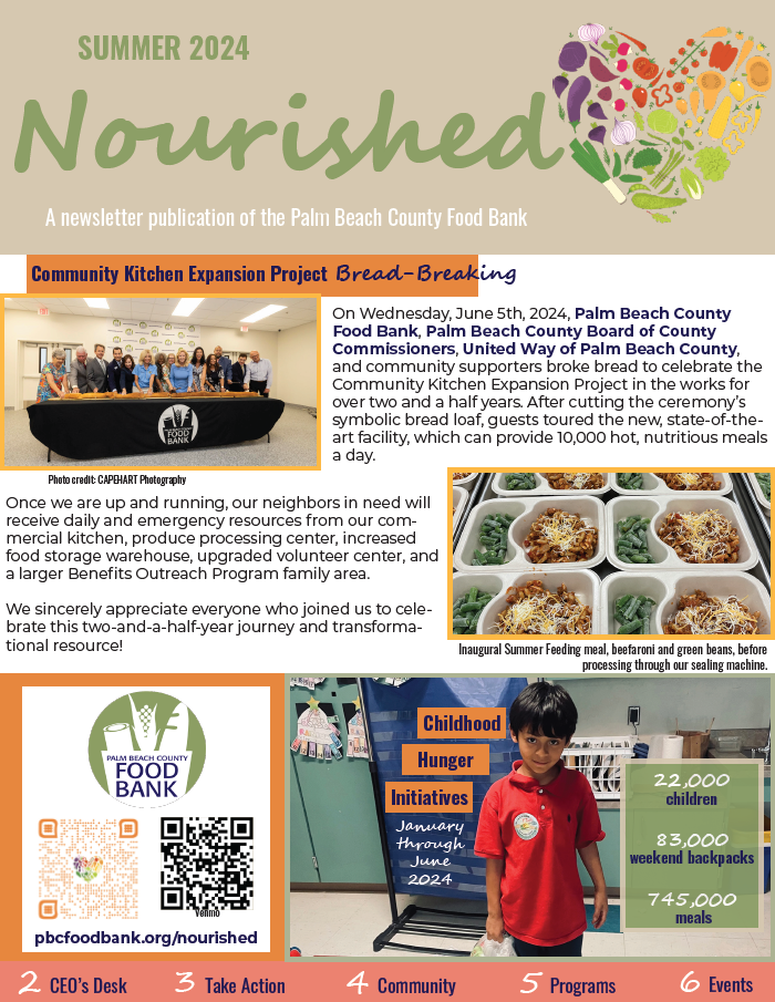 nourished, summer 2024, palm beach county food bank newsletter