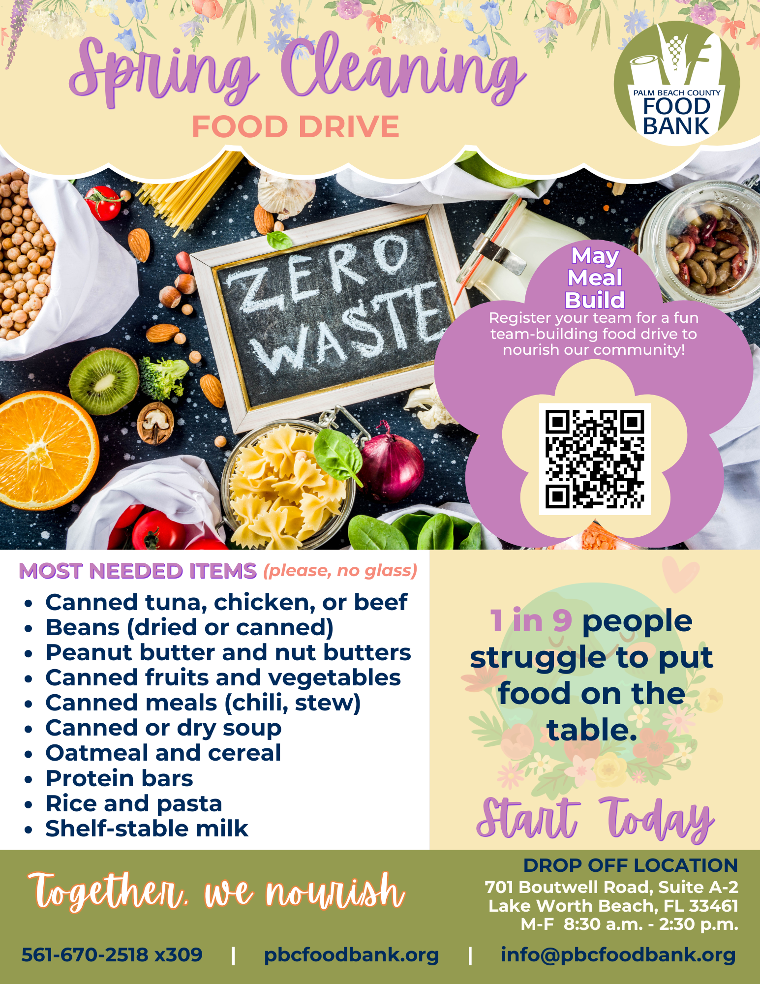 January 2026 PBC Food Bank food drive flyer