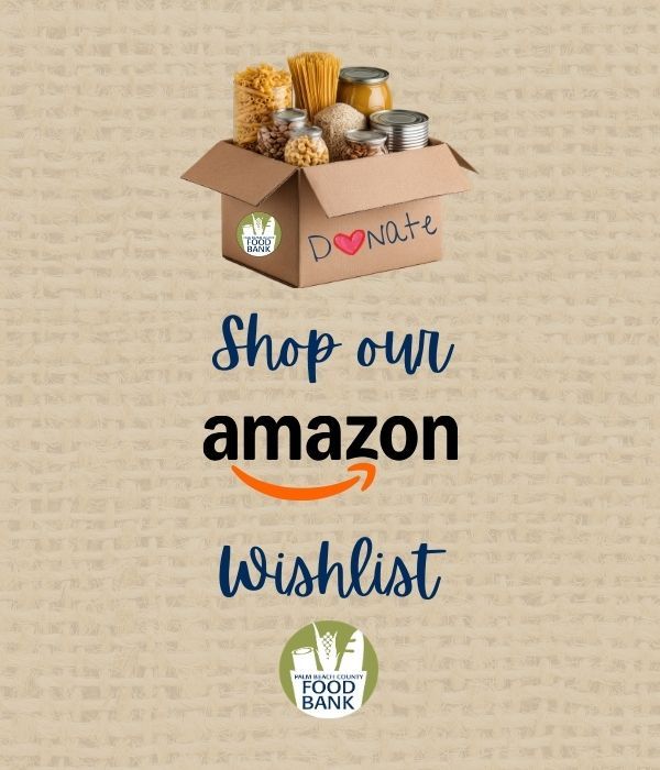 cardboard box with food and copy that reads shop our amazon wishlist