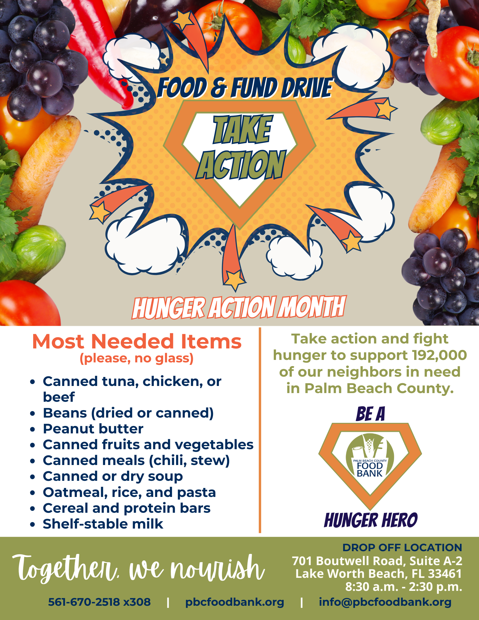 September 2025 PBC Food Bank food drive flyer